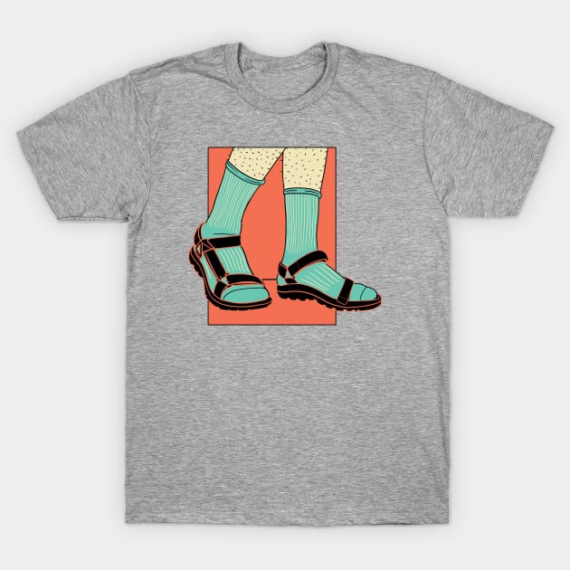 Socks with Sandals // Funny Retro Dad Look T-Shirt by SLAG_Creative